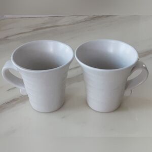 WCL Cream Ribbed Stoneware Fluted Wide Mouth Mug Cup 14 oz
